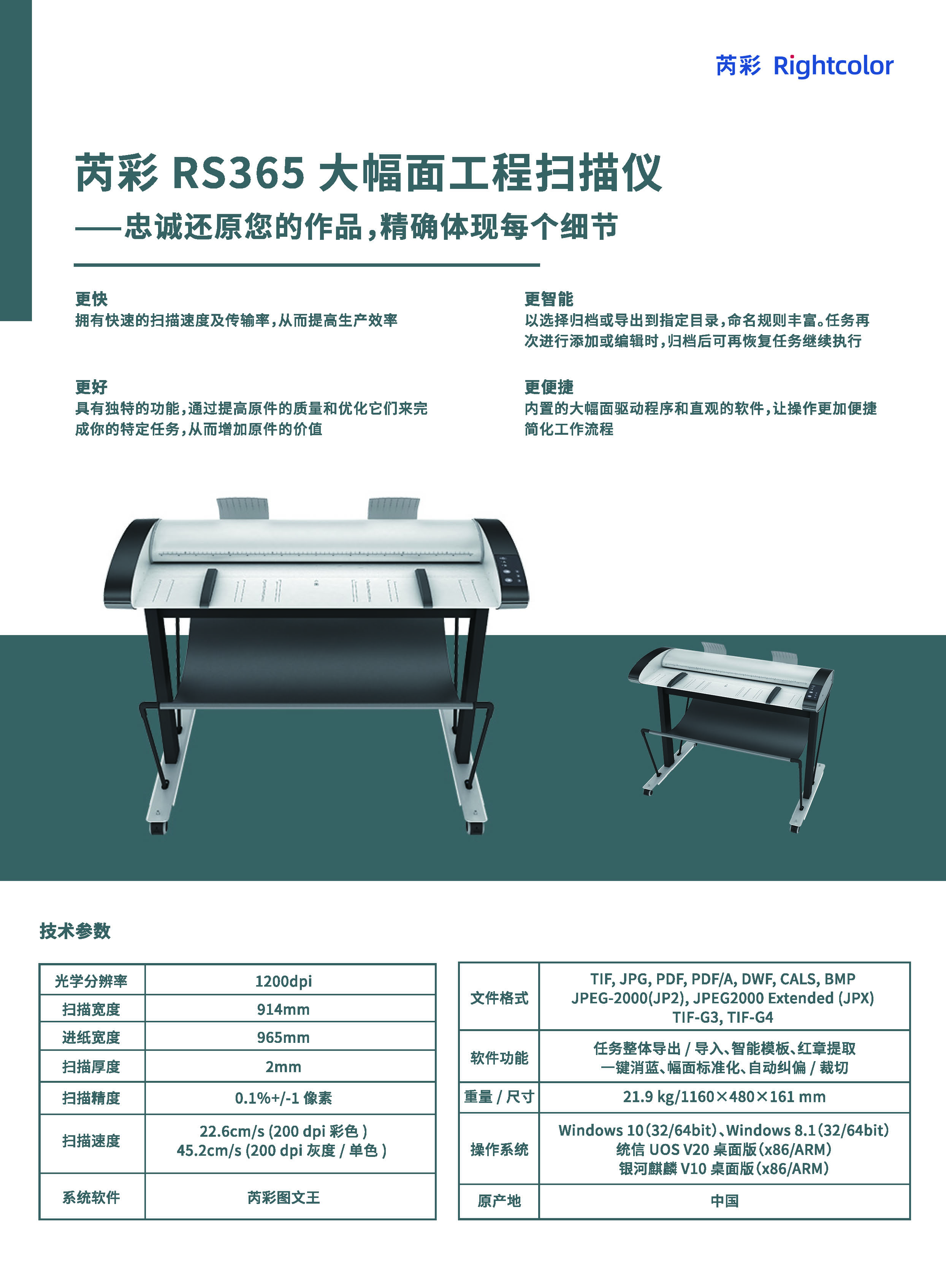 芮彩Rightcolor RS365 36英寸大幅面扫描仪-新款插图